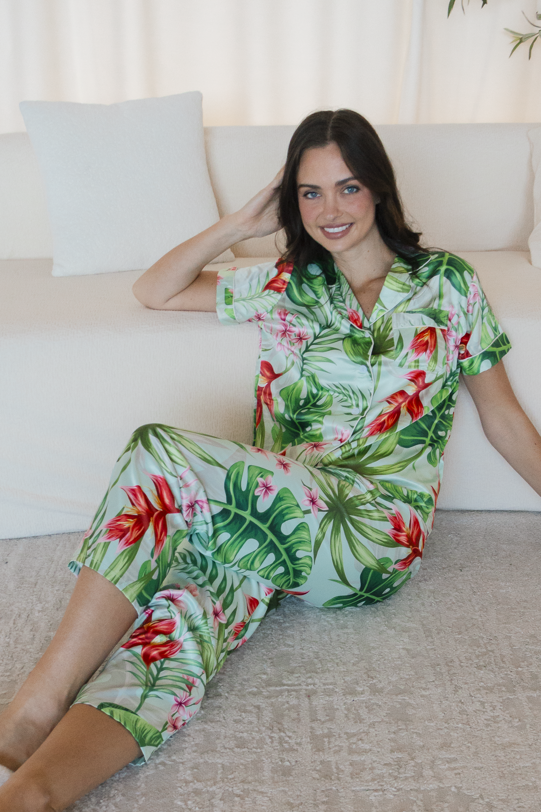Mint Tropical Pajama Pants set