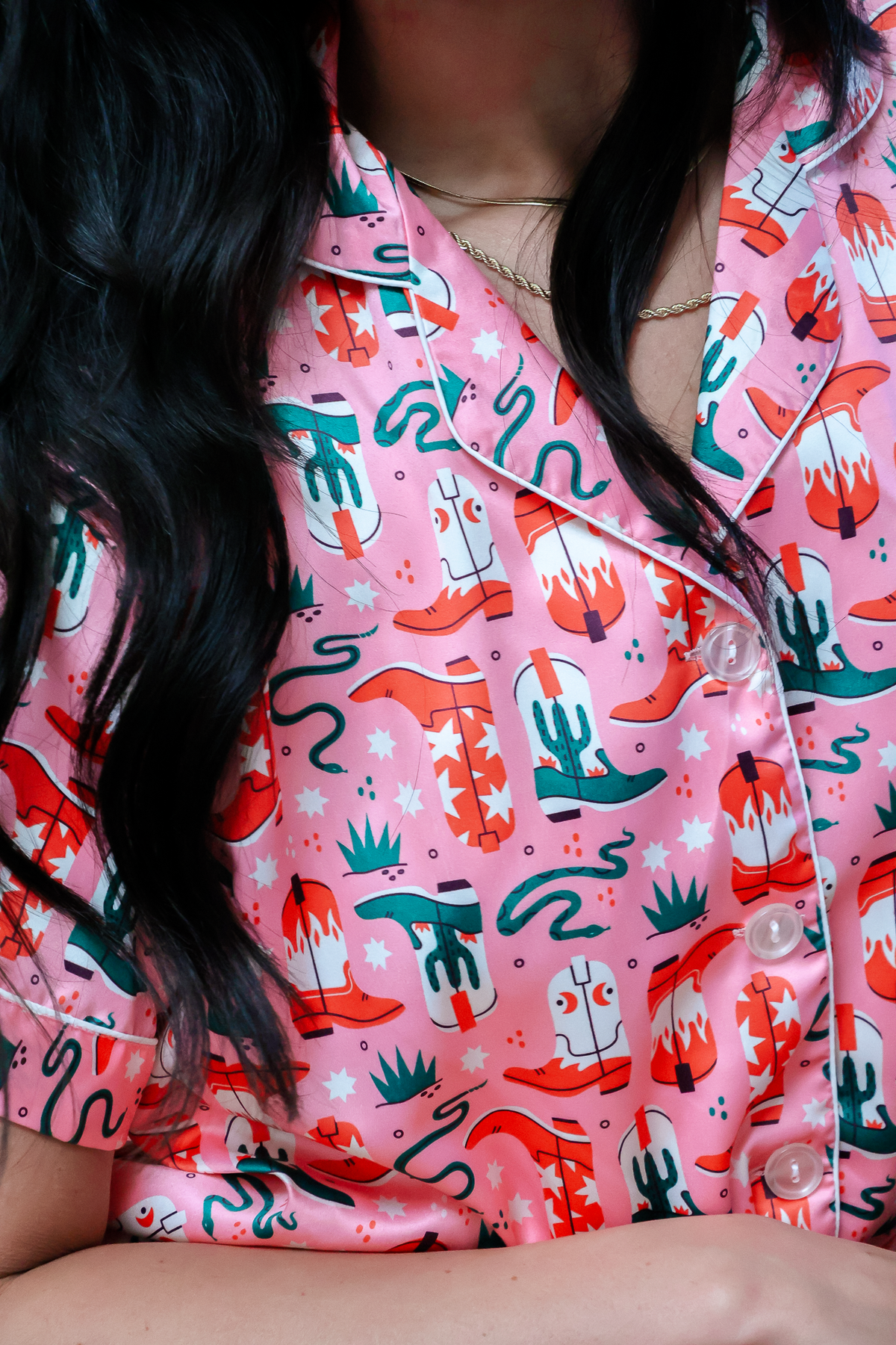 Cowboy Boots Satin Pajamas