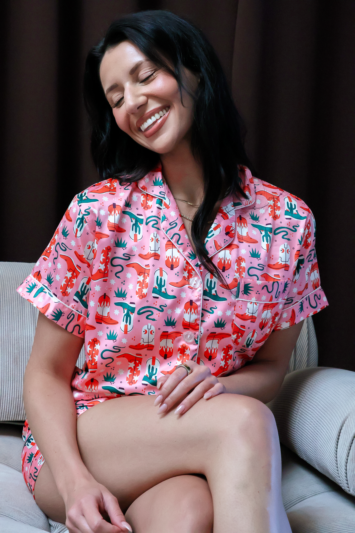 Cowboy Boots Satin Pajamas
