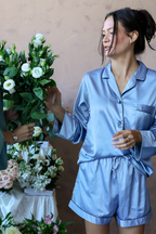 Baby Blue Long Sleeve Top and Shorts Set