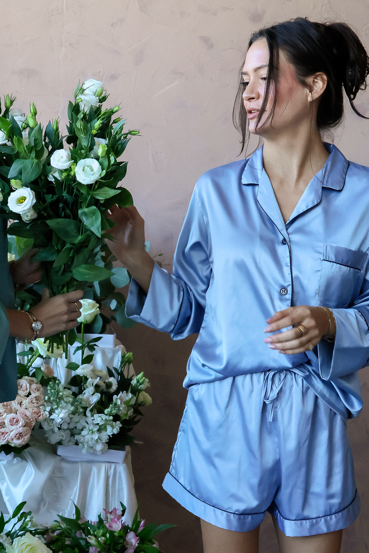 Baby Blue Long Sleeve Top and Shorts Set