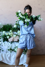 Baby Blue Long Sleeve Top and Shorts Set