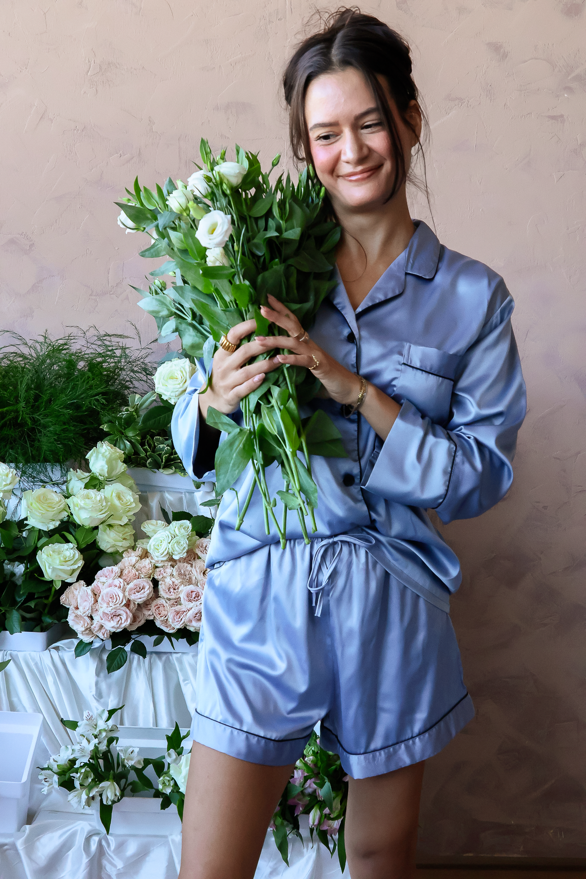 Baby Blue Long Sleeve Top and Shorts Set