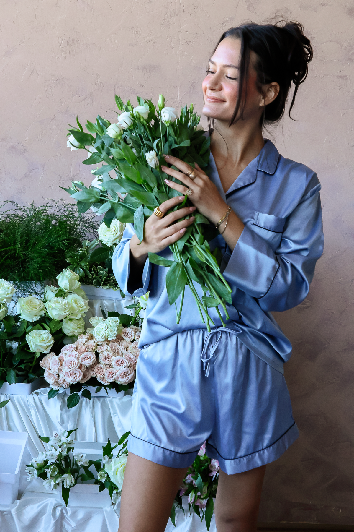 Baby Blue Long Sleeve Top and Shorts Set