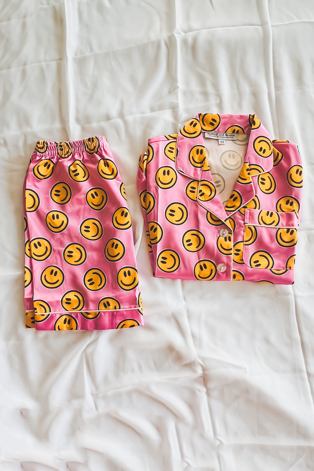 Children's Pink Smiley Pajama Shorts Set