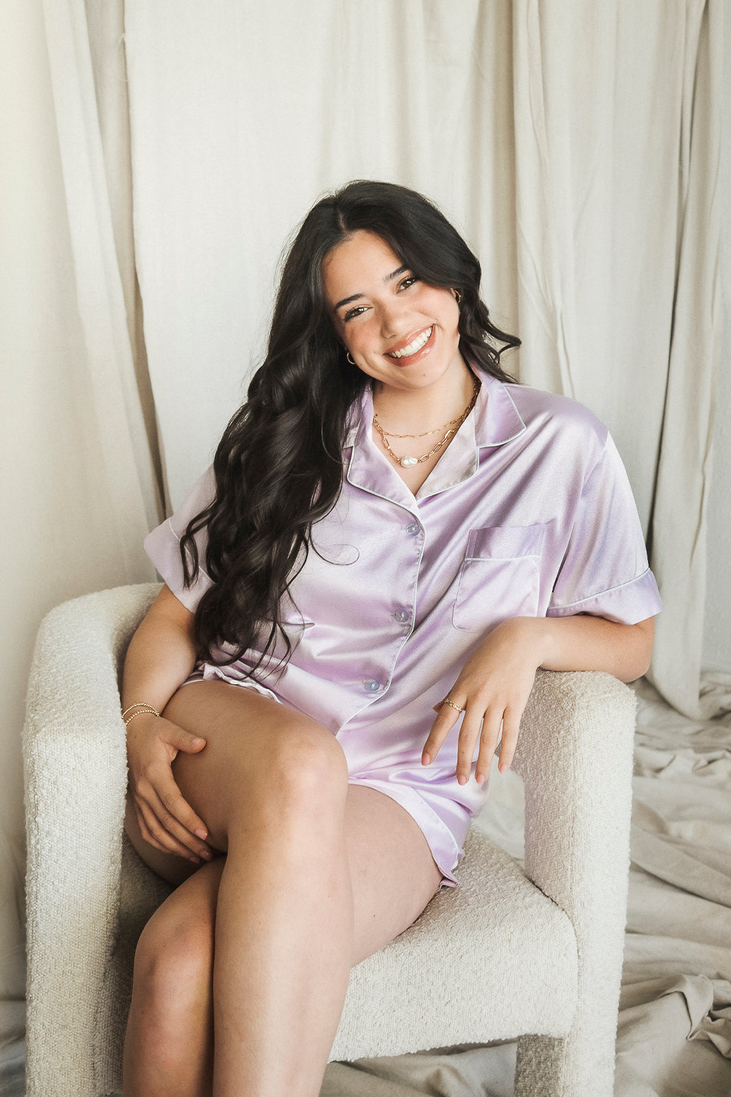 Lavender Satin Pajamas