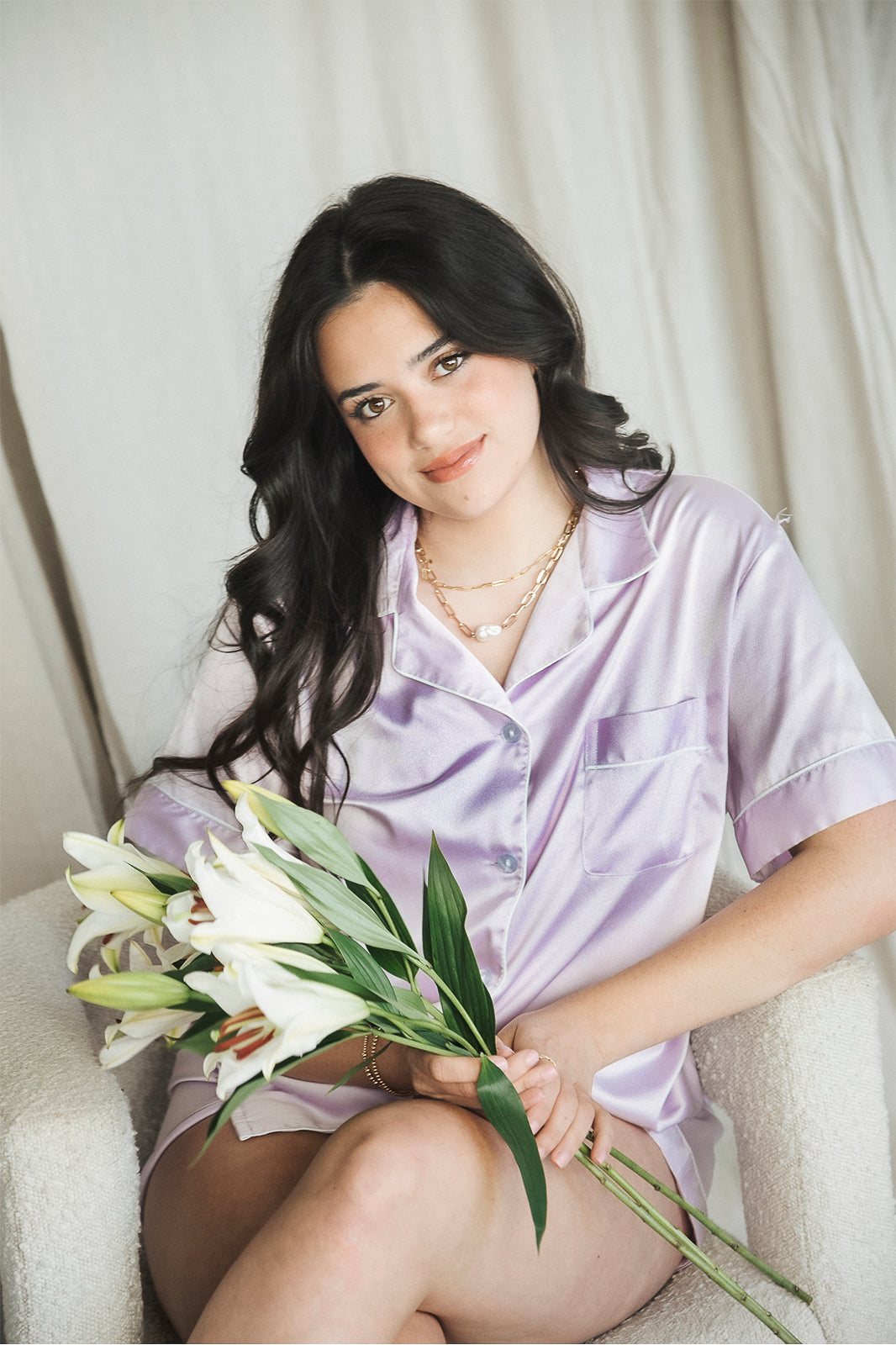 Lavender Satin Pajamas