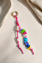 Pink Mahjong Bubble Letter Keychain