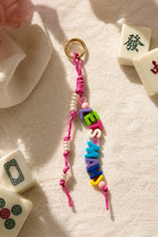 Pink Mahjong Bubble Letter Keychain