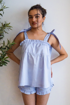 Bow Knot Pajamas - Light Blue