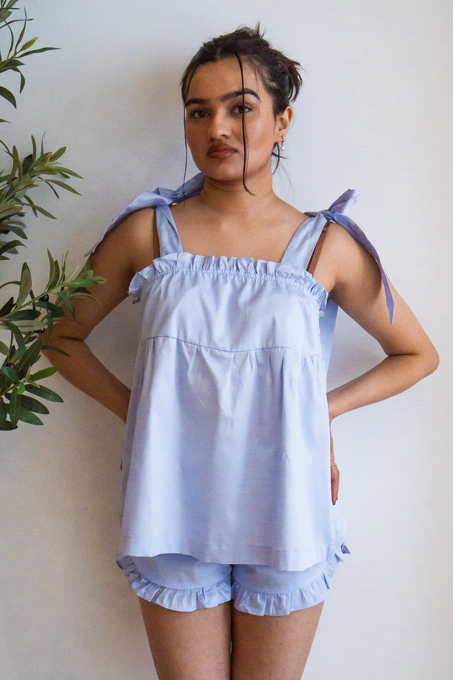 Bow Knot Pajamas - Light Blue