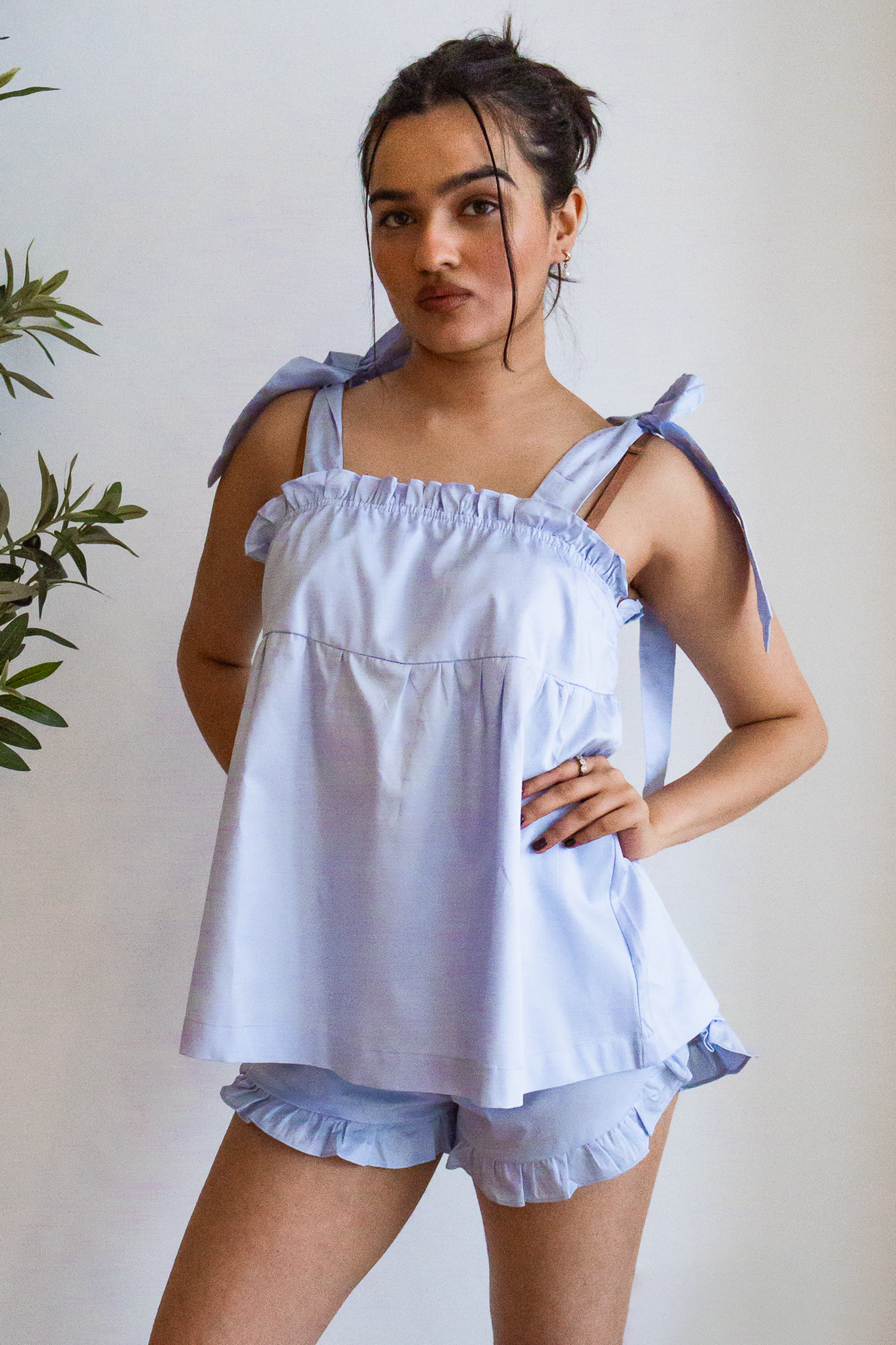 Bow Knot Pajamas - Light Blue