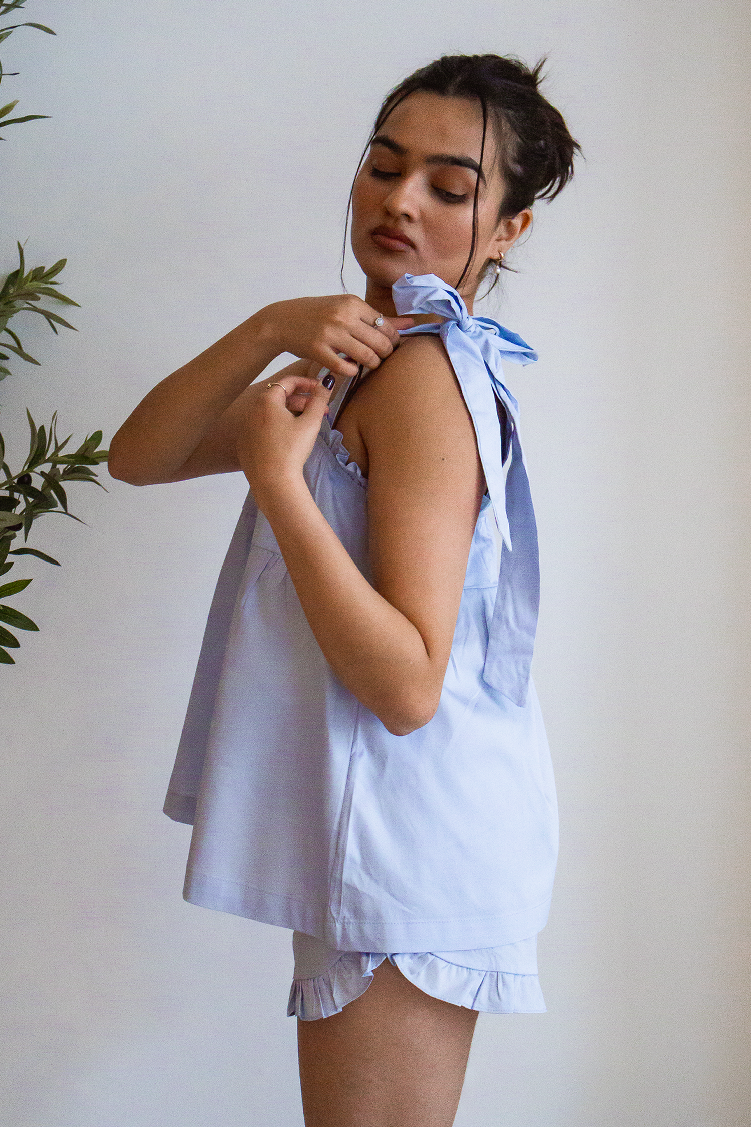 Bow Knot Pajamas - Light Blue