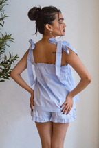 Bow Knot Pajamas - Light Blue