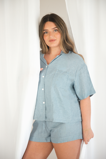 Light Blue Linen Matching Set