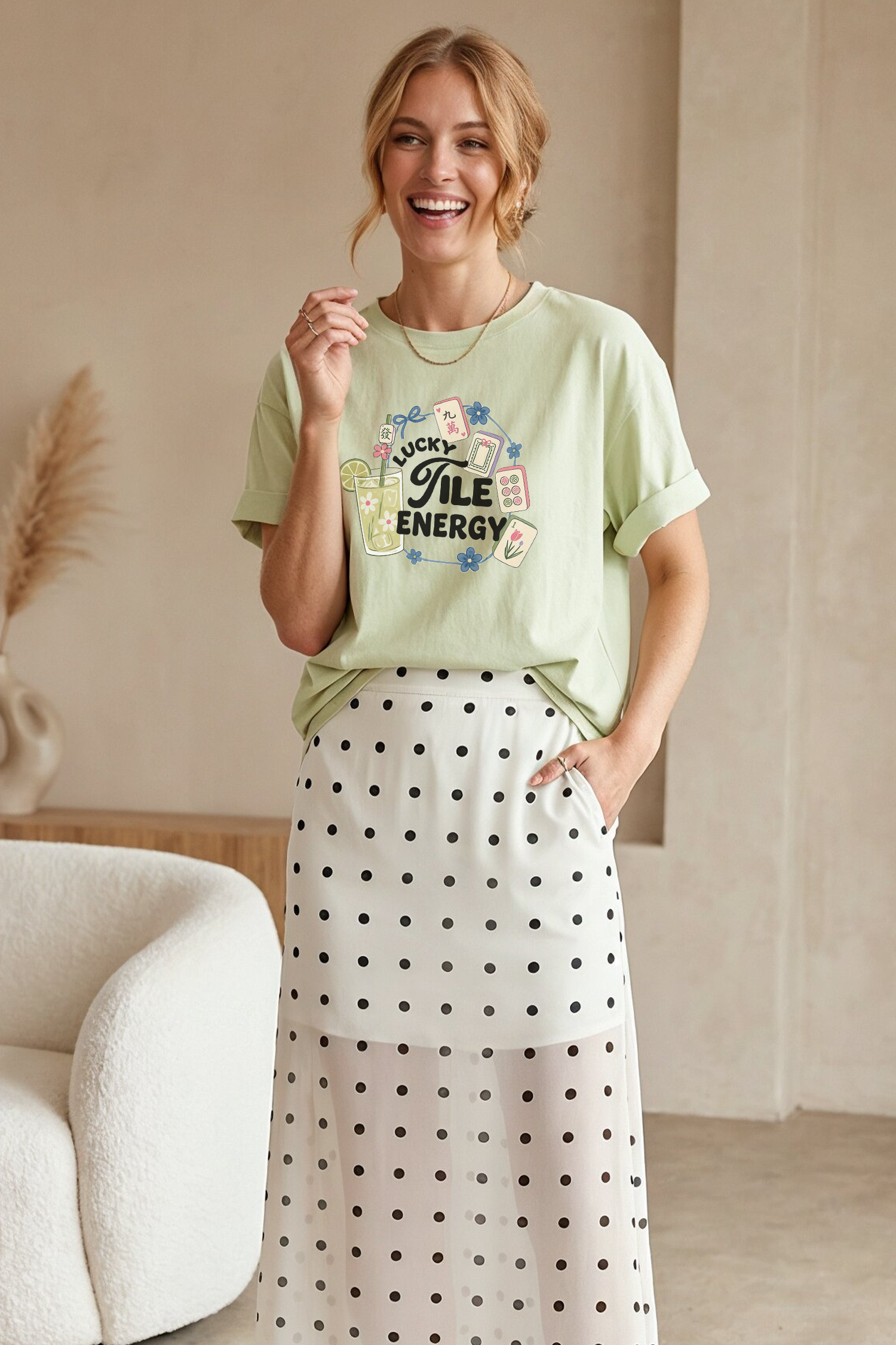 Lucky Tile Energy Mahjong Tee