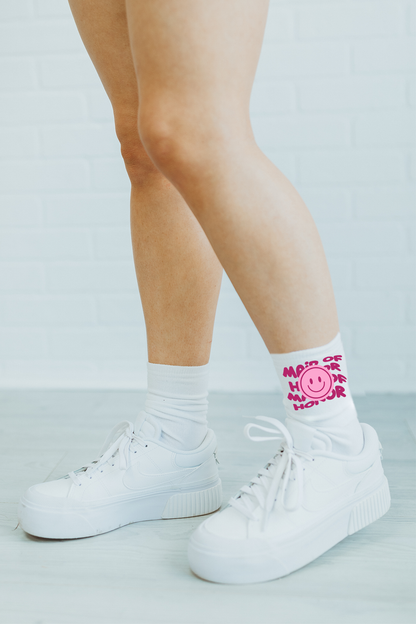 Custom Pink Wavy Smiley socks