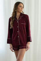 Maroon Long Sleeve Top and Shorts Set