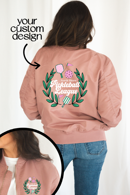 Custom Mauve Mid-weight Bomber Jacket - Front & Back Printing