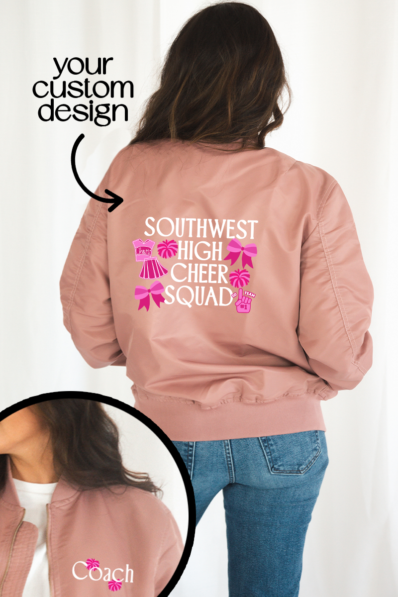 Custom Mauve Mid-weight Bomber Jacket - Front & Back Printing