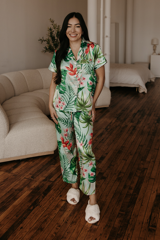 Mint Tropical Pajama Pants set