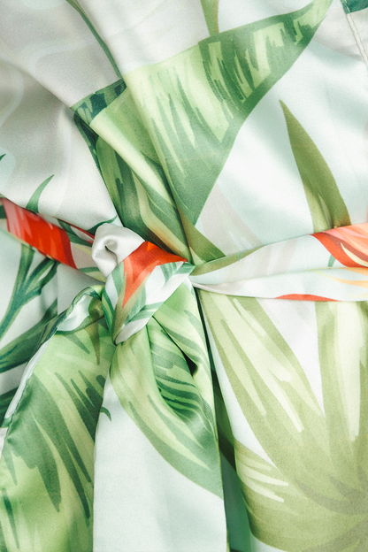 Mint Tropical Satin Robe