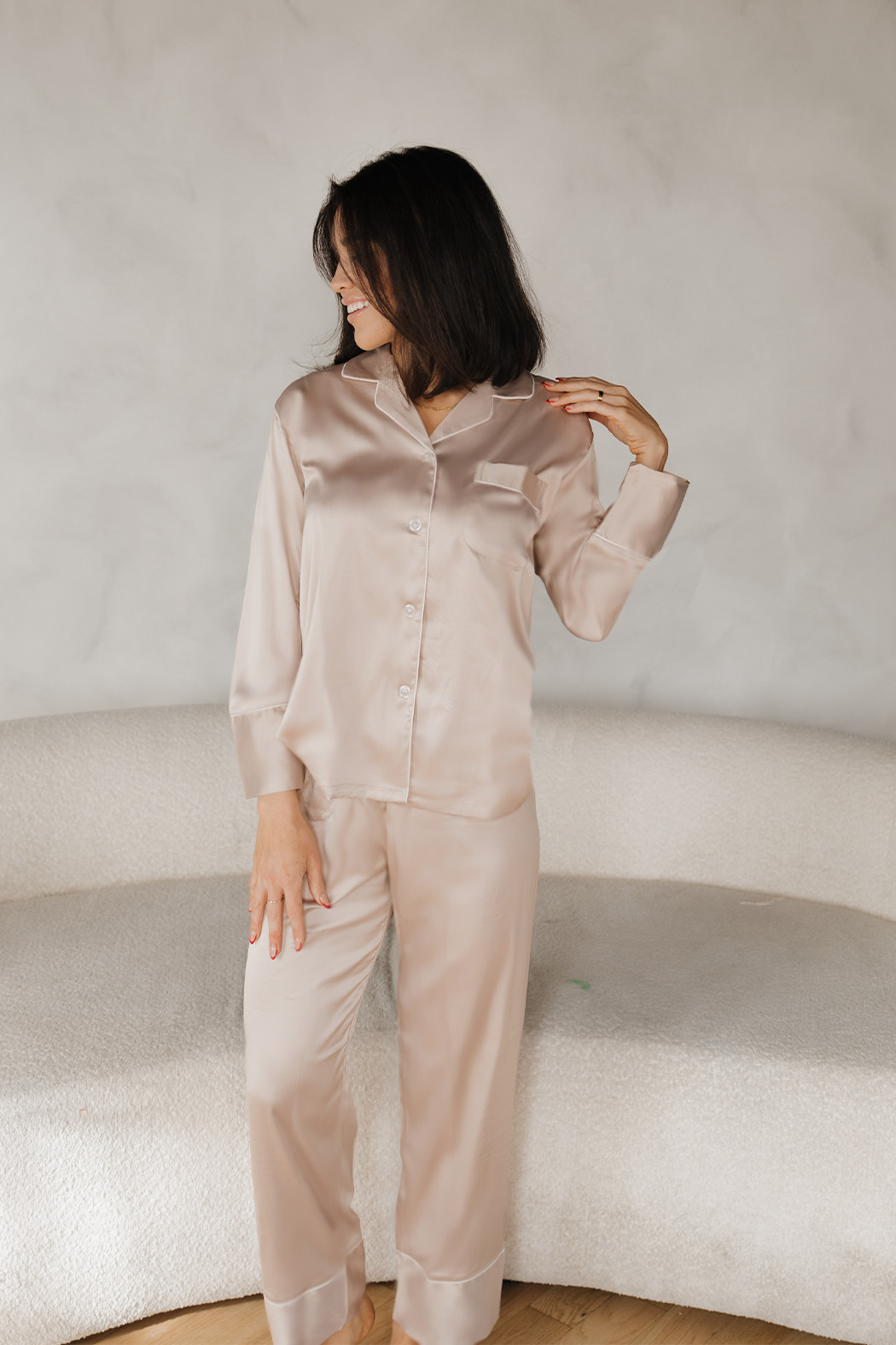 Oyster Satin Pajamas Pants Set