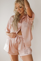 Pale Pink Flowy Satin Pajamas