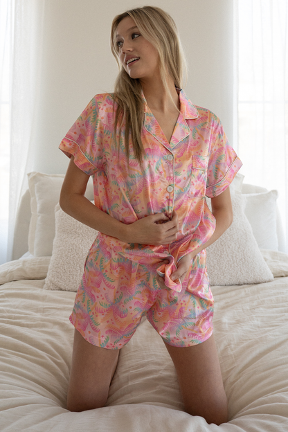 Pastel Palms Satin Pajamas