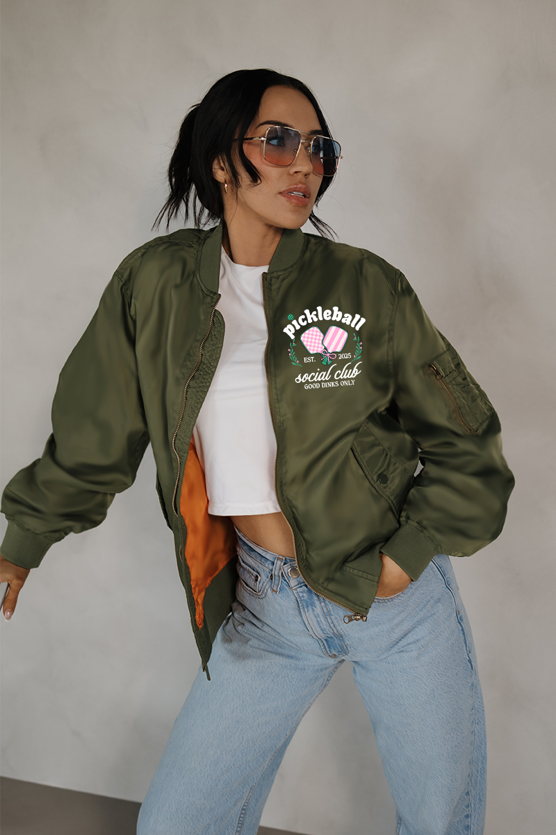 Pickleball Social Club Bomber Jacket - Green