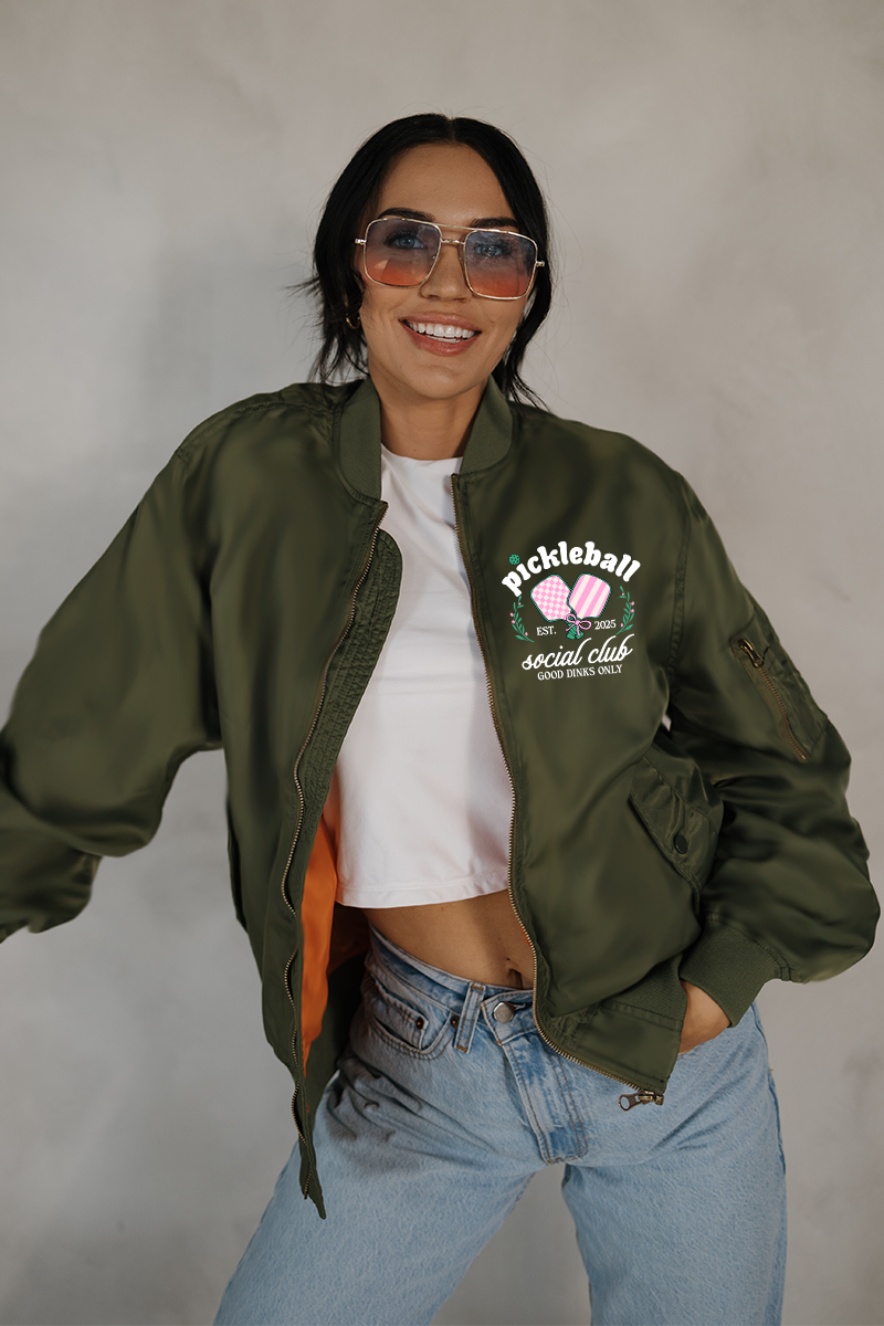 Pickleball Social Club Bomber Jacket - Green