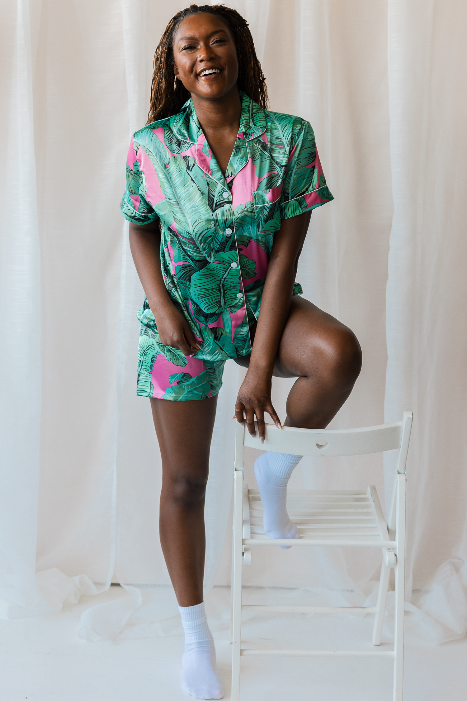 Pink Banana Leaf Pajamas