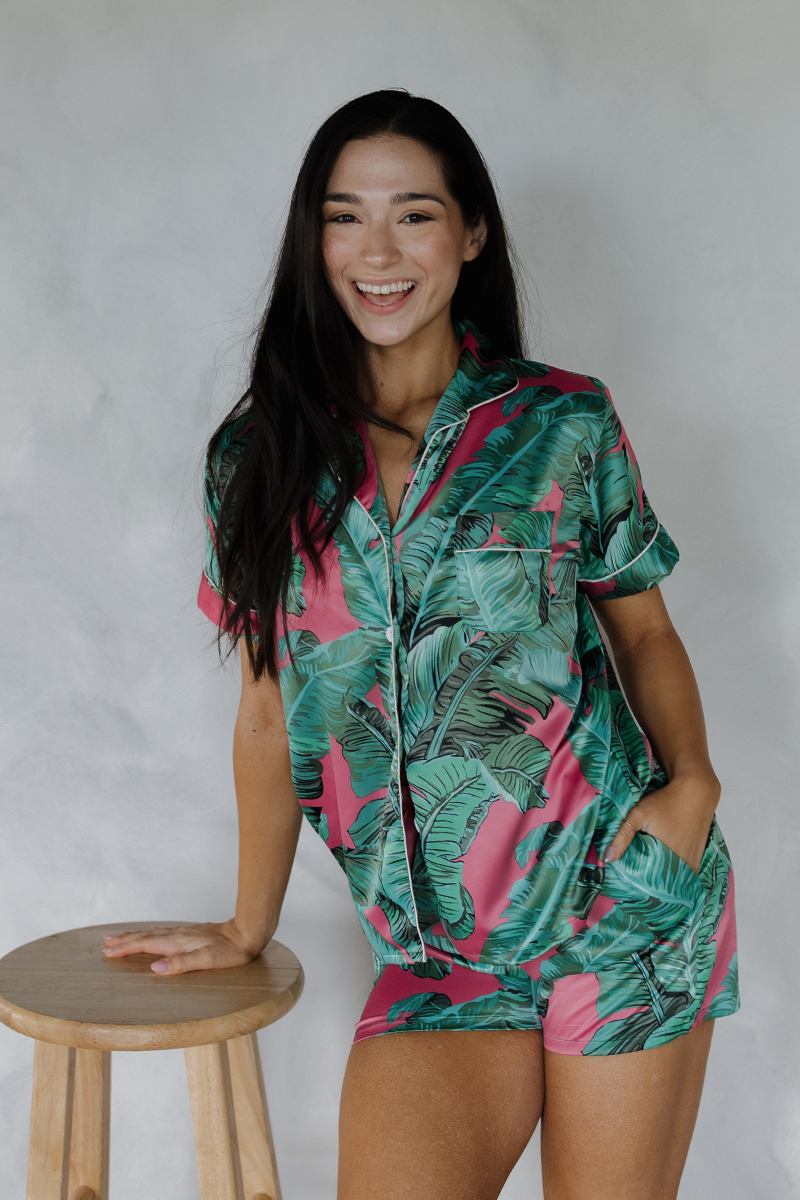 Pink Banana Leaf Pajamas