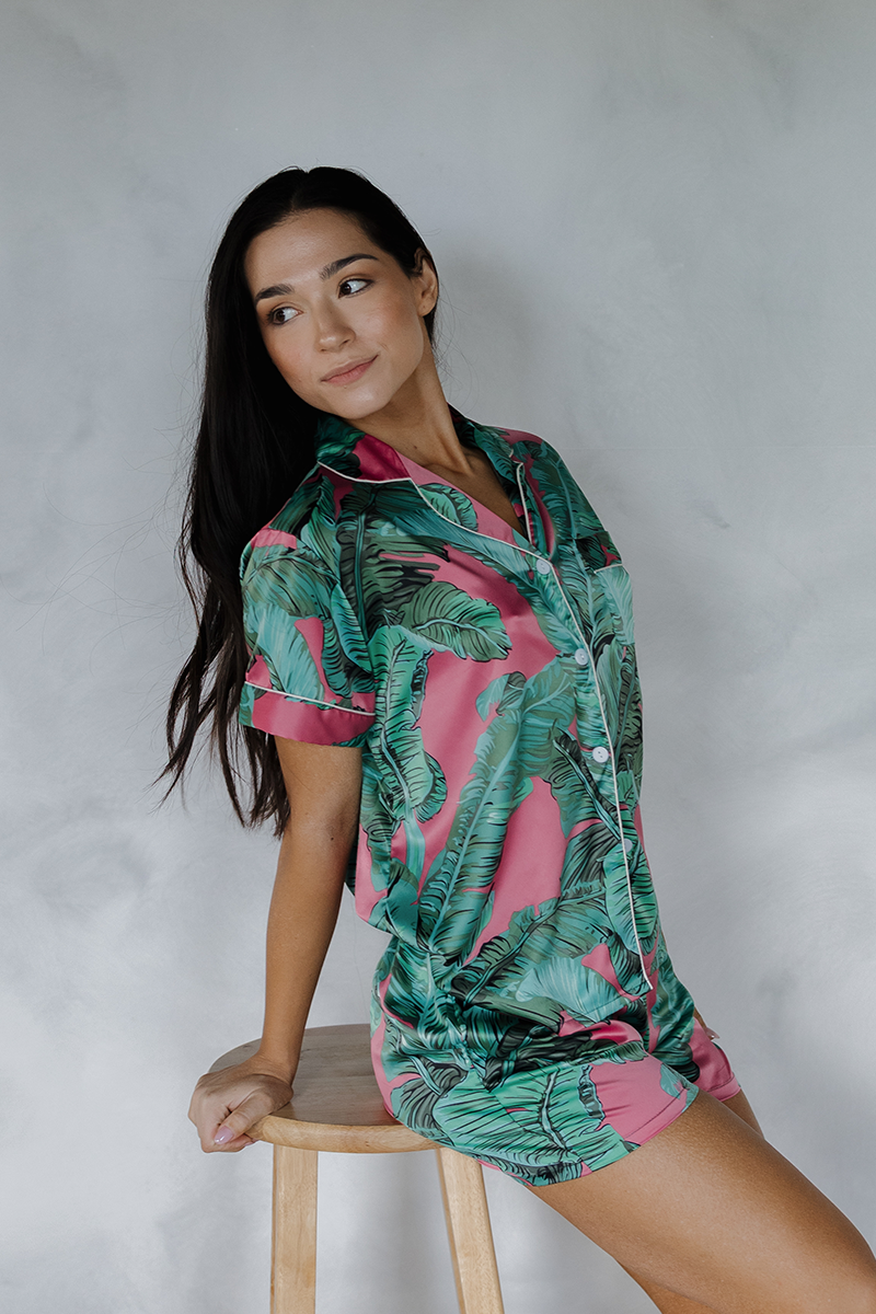 Pink Banana Leaf Pajamas