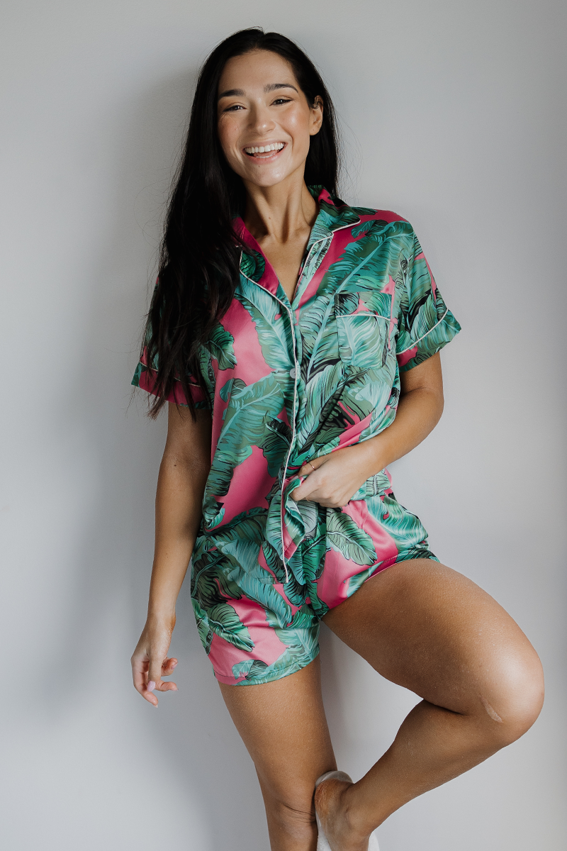 Pink Banana Leaf Pajamas