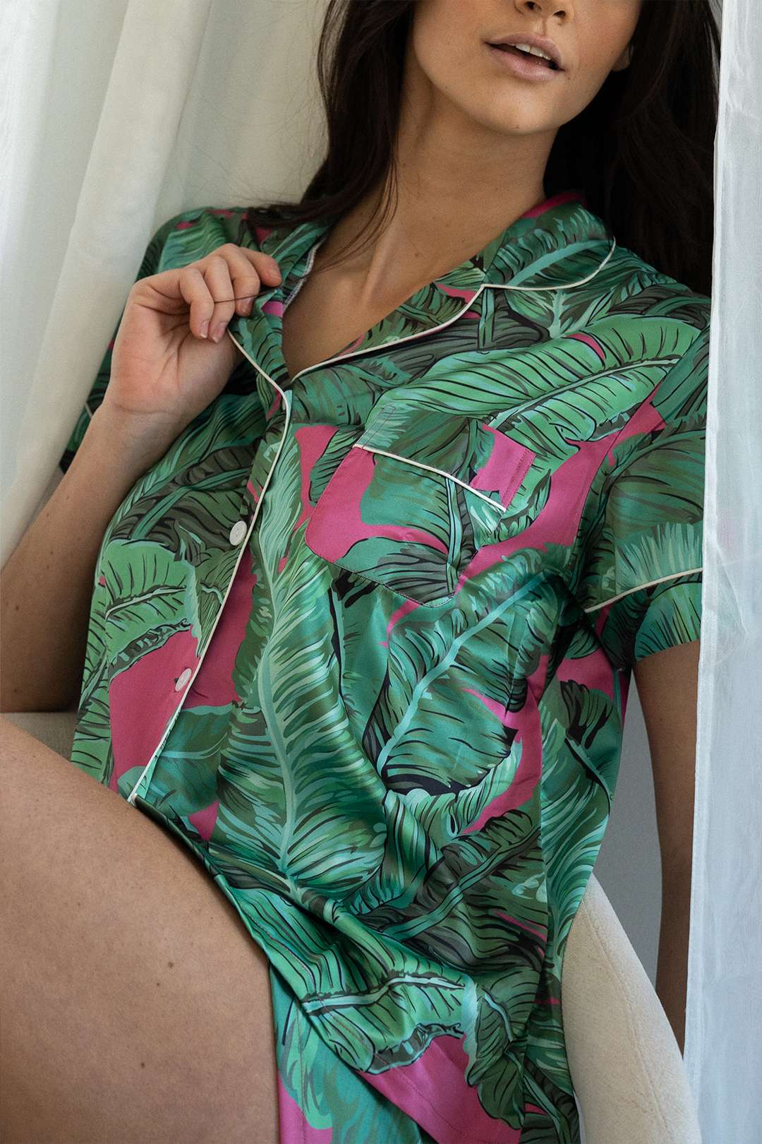Pink Banana Leaf Pajamas