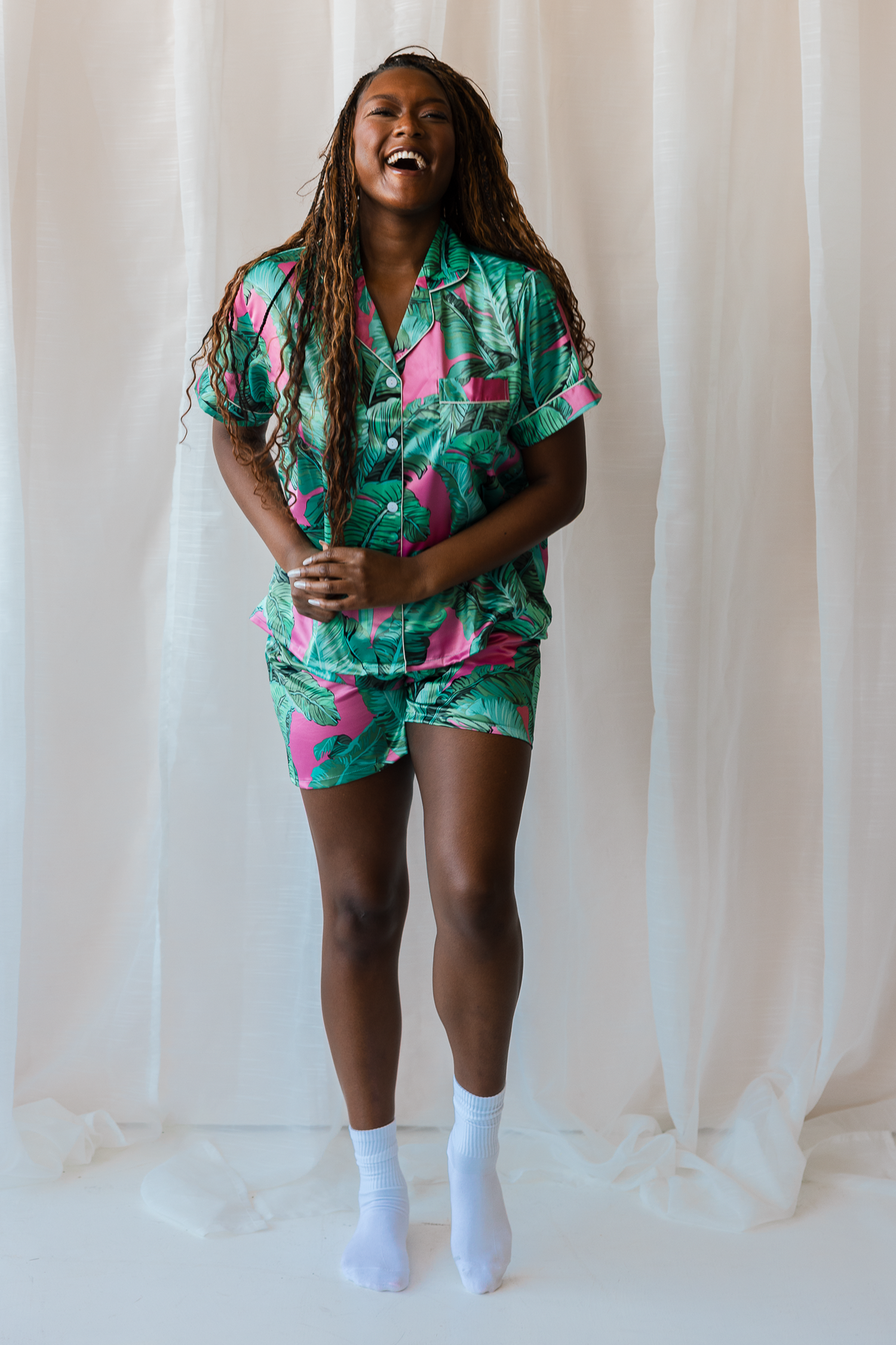 Pink Banana Leaf Pajamas