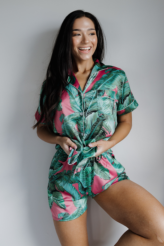 Pink Banana Leaf Pajamas