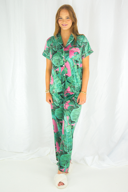 Pink Banana Leaf Pants set