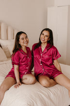 Pink Berry Satin Pajamas Shorts Set