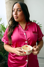 Pink Berry Satin Pajamas Shorts Set