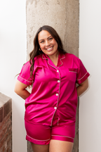 Pink Berry Satin Pajamas Shorts Set