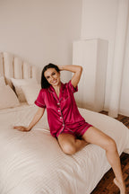 Pink Berry Satin Pajamas Shorts Set