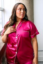 Pink Berry Satin Pajamas Shorts Set