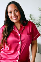 Pink Berry Satin Pajamas Shorts Set
