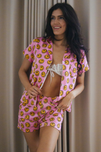 Pink Smiley Satin Pajamas