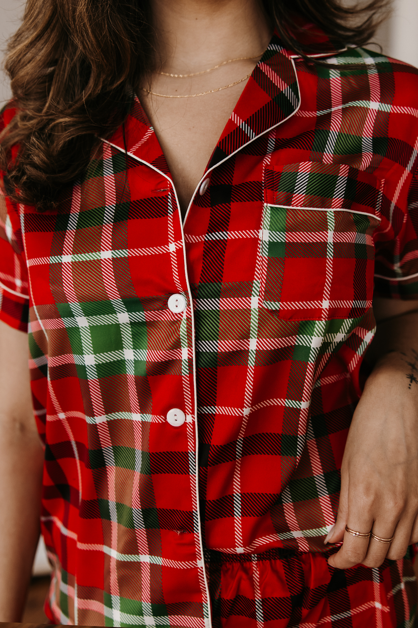 Women's Red Plaid Satin pajamas – Spikes and Seams