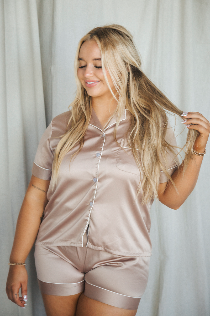 Rose Gold Satin Pajamas