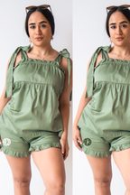 Bow Knot Pajamas - Sage Green