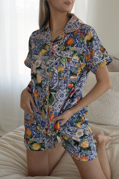 Sicilian Fruit Satin Pajamas